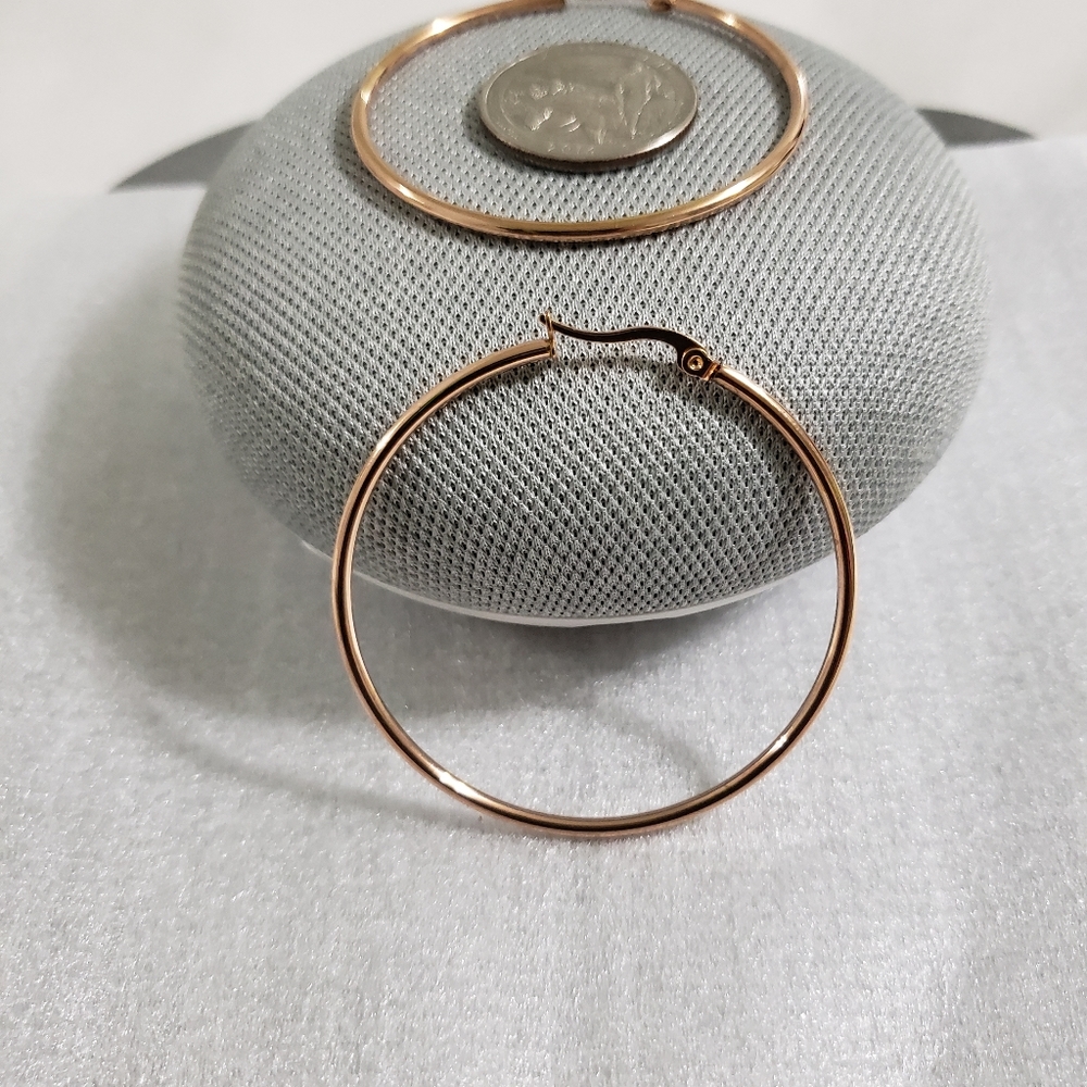 50 mm Stainless Steel Rose Gold Hoop Earrings